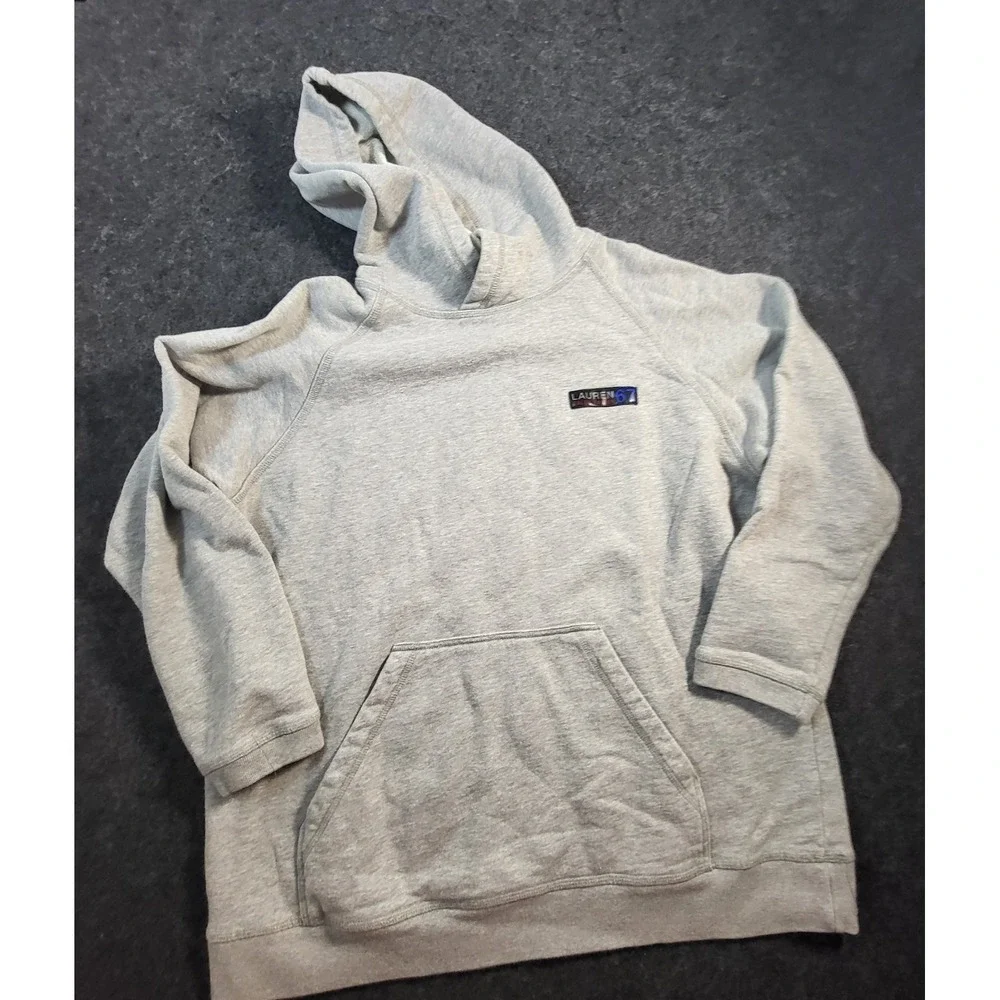 Ralph Lauren Polo Hoodie Men's Small Gray Sweater Green Tag Vintage - Picture 8 of 9